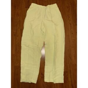 Eileen Fisher Lime Green/ Yellow Straight Leg linen pants size Medium Preppy